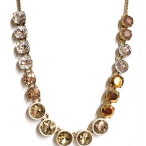 J Crew Crystal Brulee Chain Necklace Taupe Bronze Multi Light Gold Plated